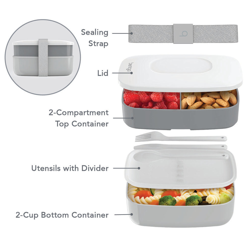 Bentgo® Deluxe 4-Piece Lunch Set | Bento Box Lunch Set - Carbon Black