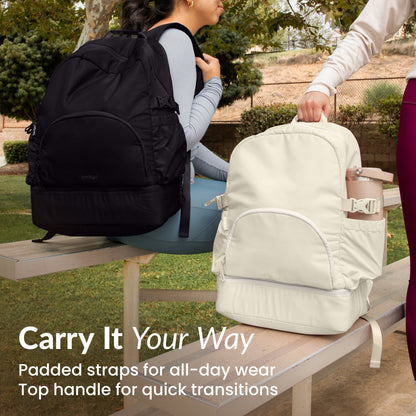Bentgo® 2-in-1 Backpack & Lunch Bag - Bone | Carry It Your Way - Padded Straps For All-Day Wear And Top Handle For Quick Transitions