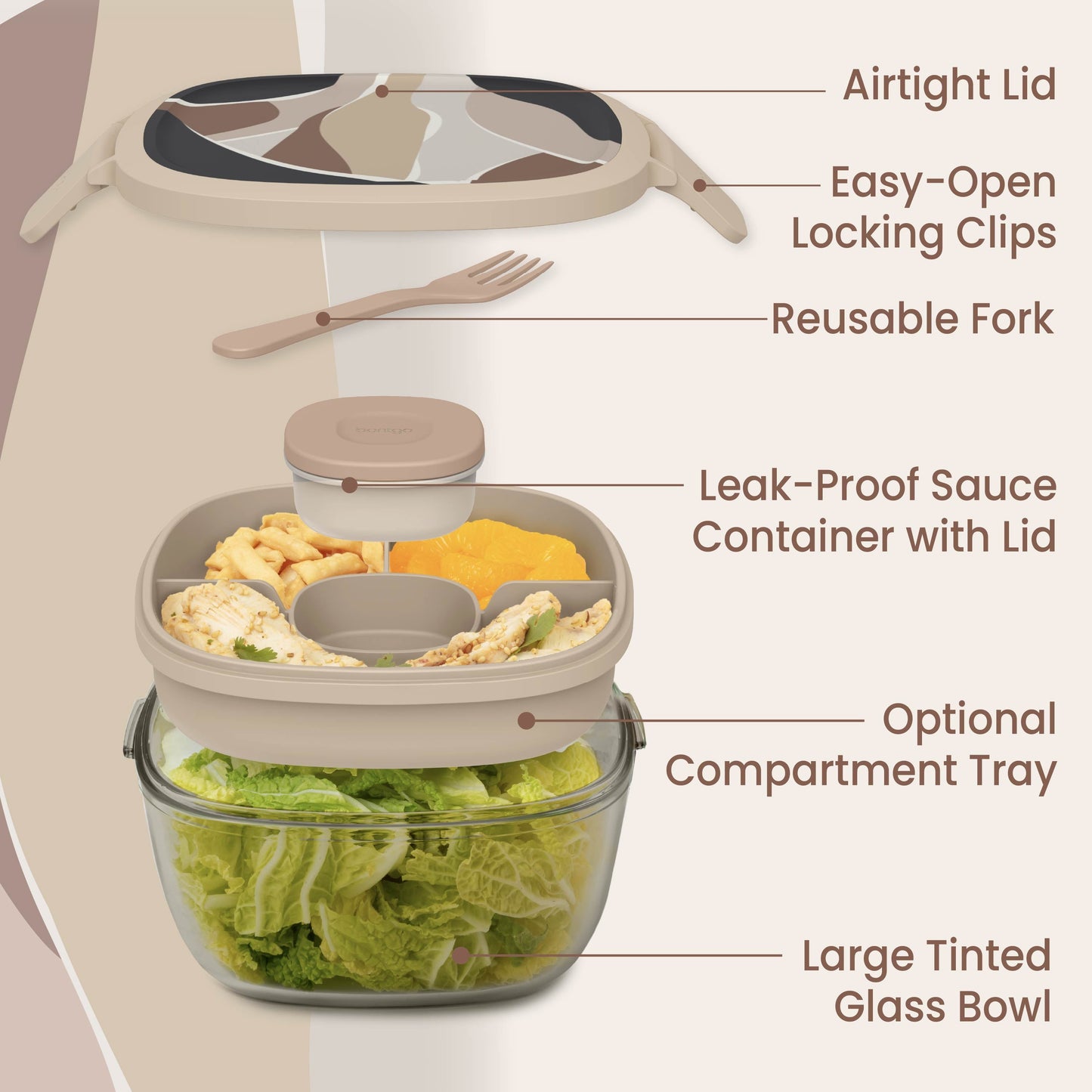 Bentgo Glass Prints All-in-One Salad Container