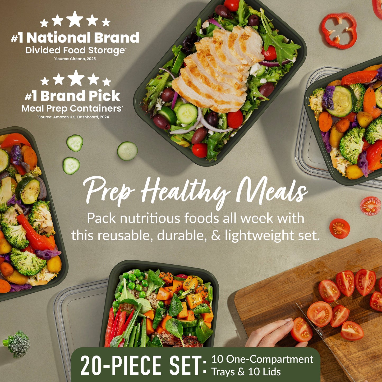 Bentgo Prep 1-Compartment Meal Prep Containers (20-Piece)