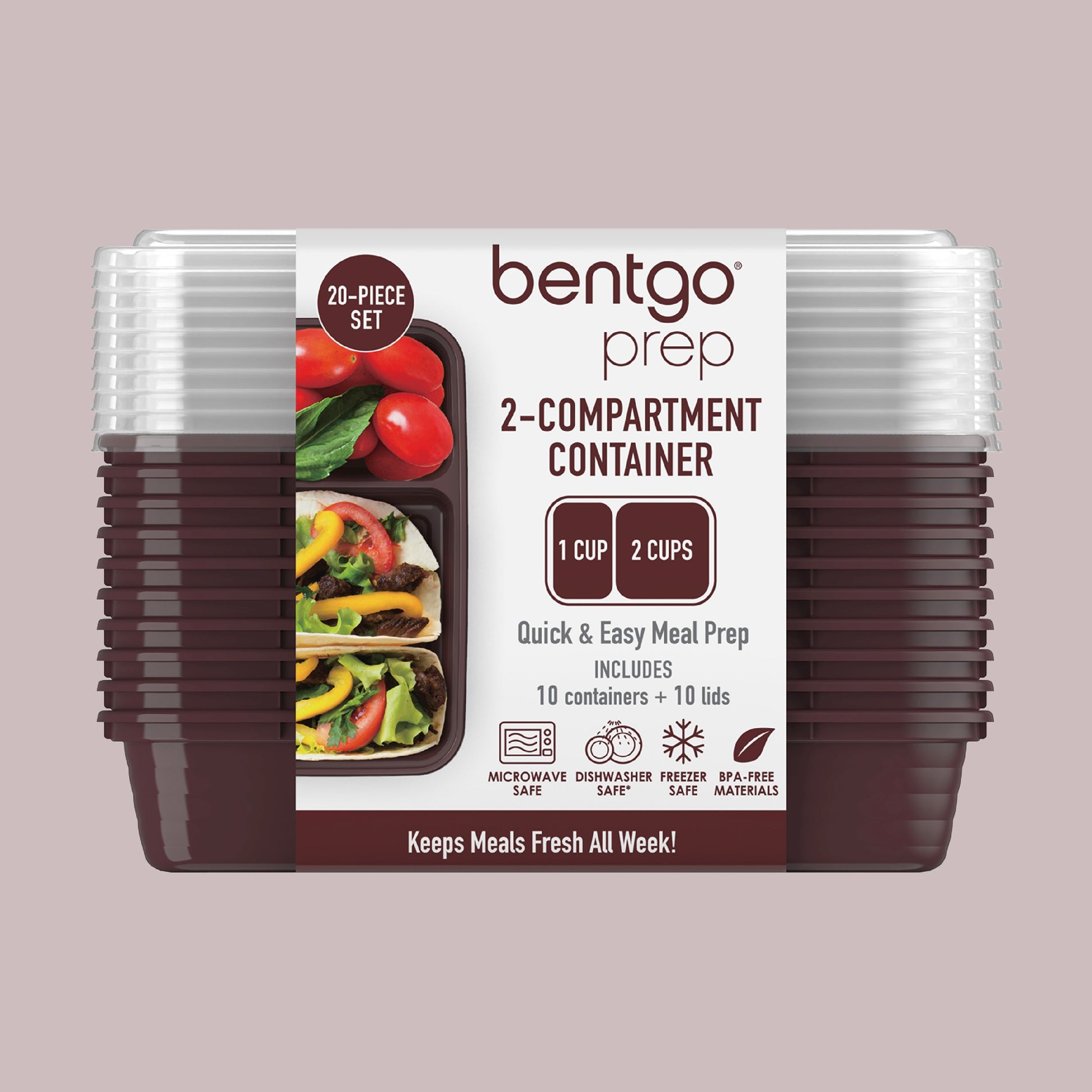 Bentgo Prep 2-Compartment Meal Prep Containers (20-Piece)