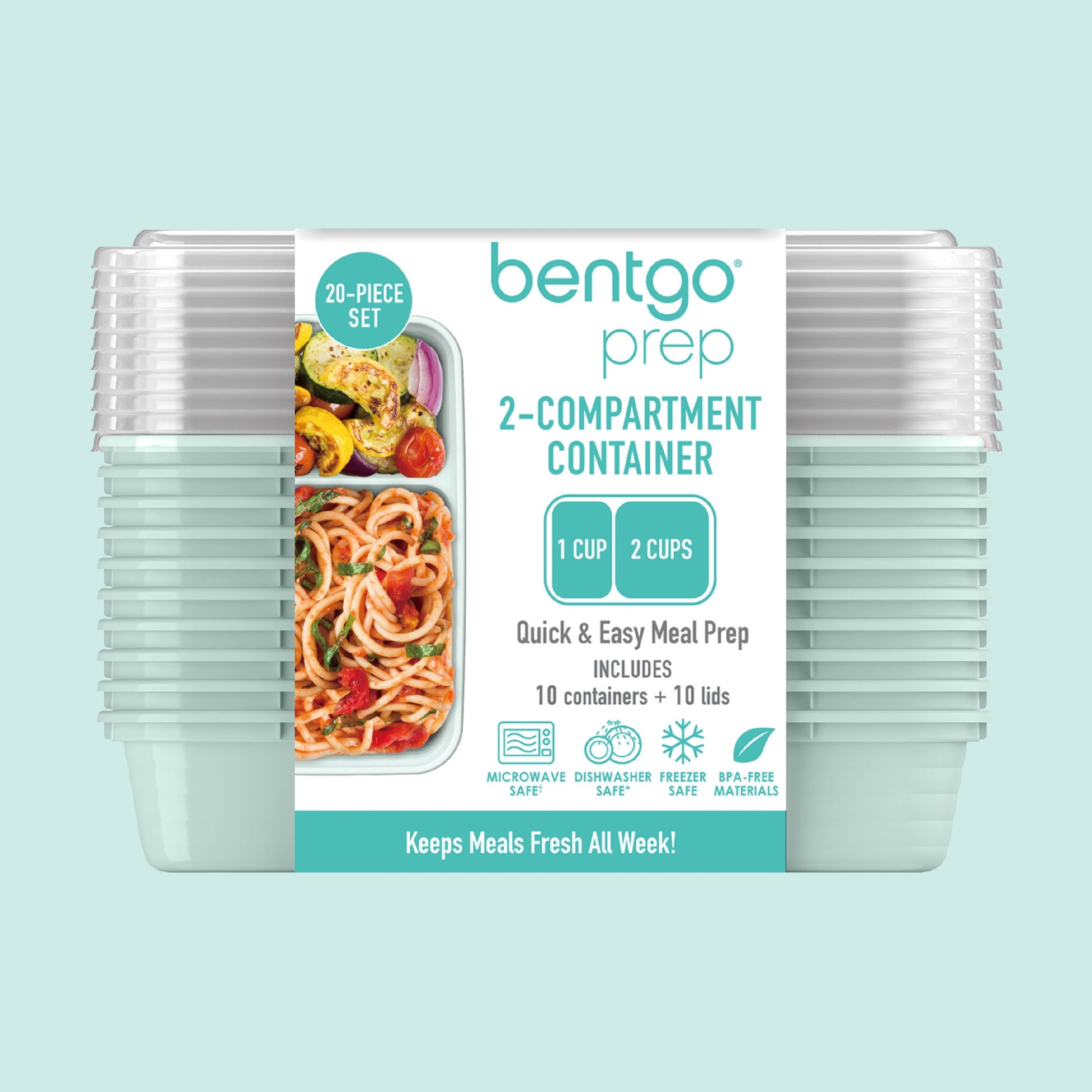 Bentgo Prep 2-Compartment Meal Prep Containers (20-Piece)