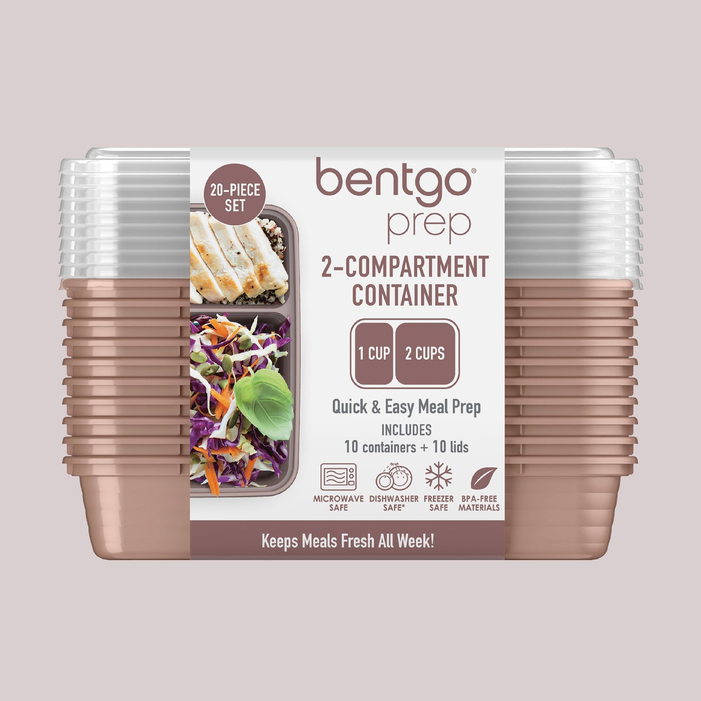 Bentgo Prep 2-Compartment Meal Prep Containers (20-Piece)
